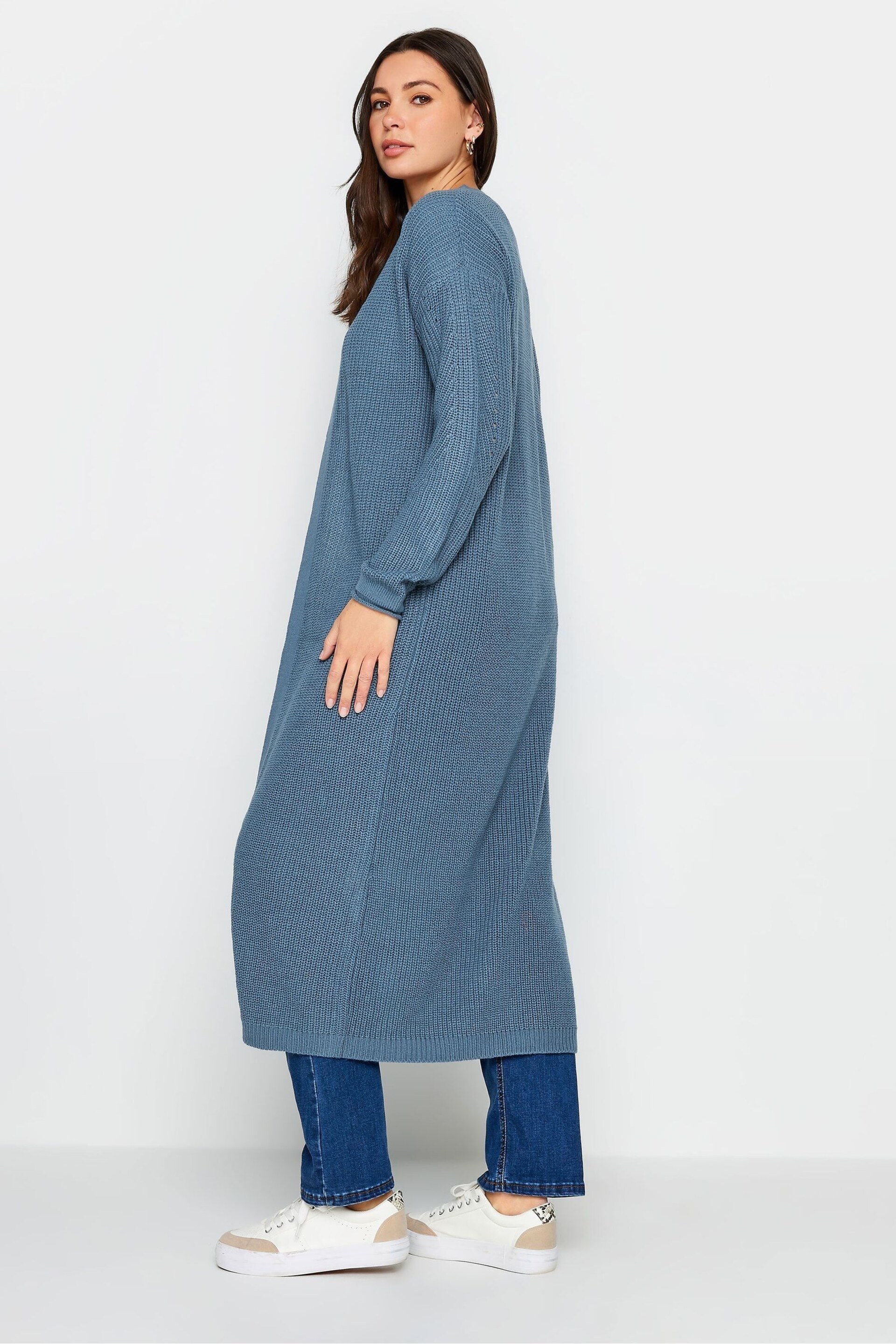 Long Tall Sally Blue Longline Ribbed Cardigan - Image 3 of 4