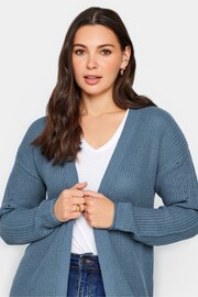 Long Tall Sally Blue Longline Ribbed Cardigan - Image 4 of 4