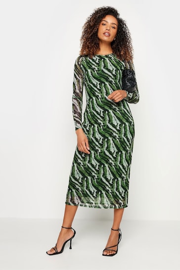 M&Co Green Long Sleeve Mesh Dress