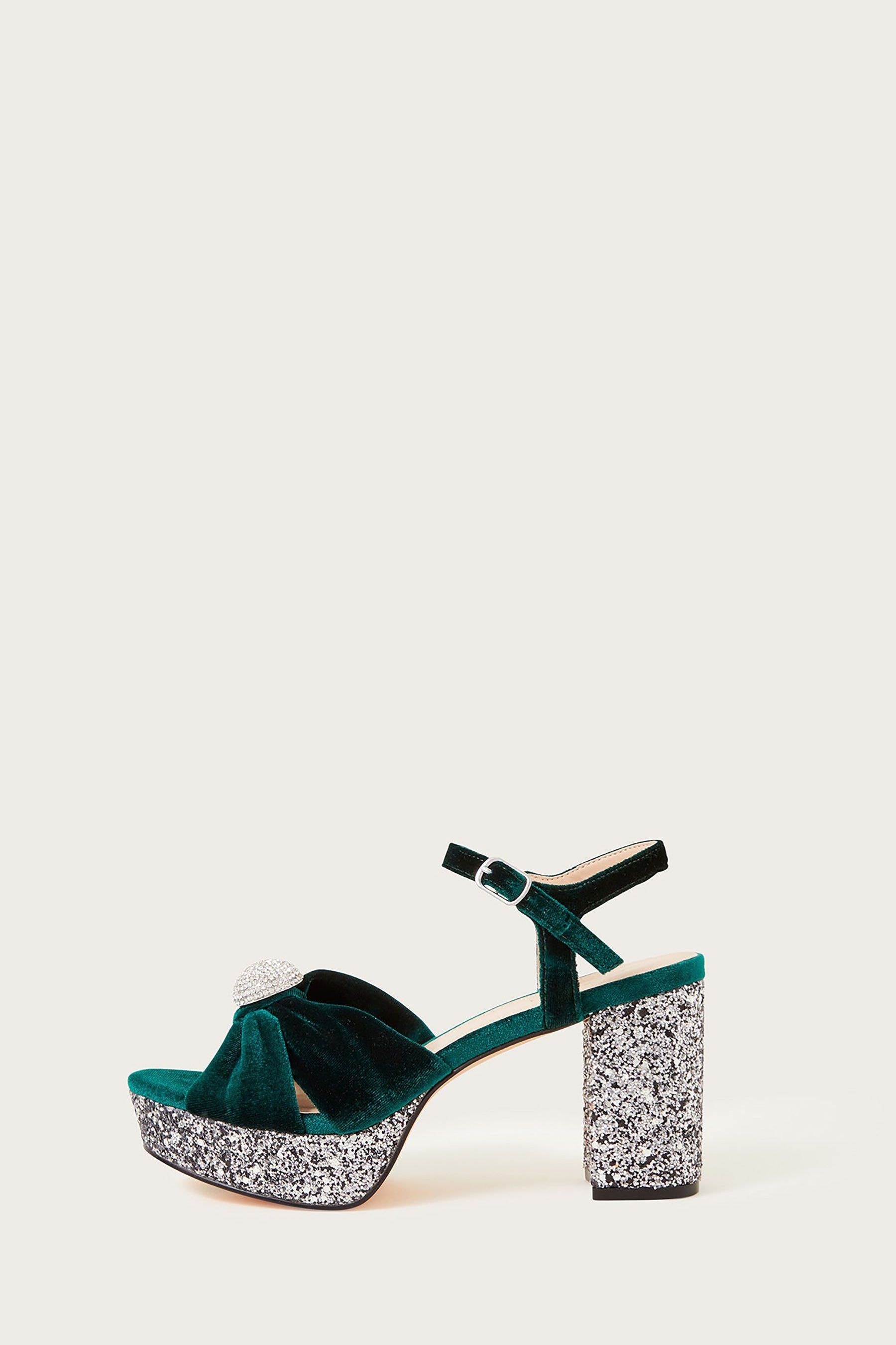 Buy Monsoon Green Velvet Glitter Platform Sandals from Next Denmark