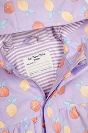 JoJo Maman Bébé Lilac Fruit Print Gathered Waterproof Jacket - Image 6 of 6
