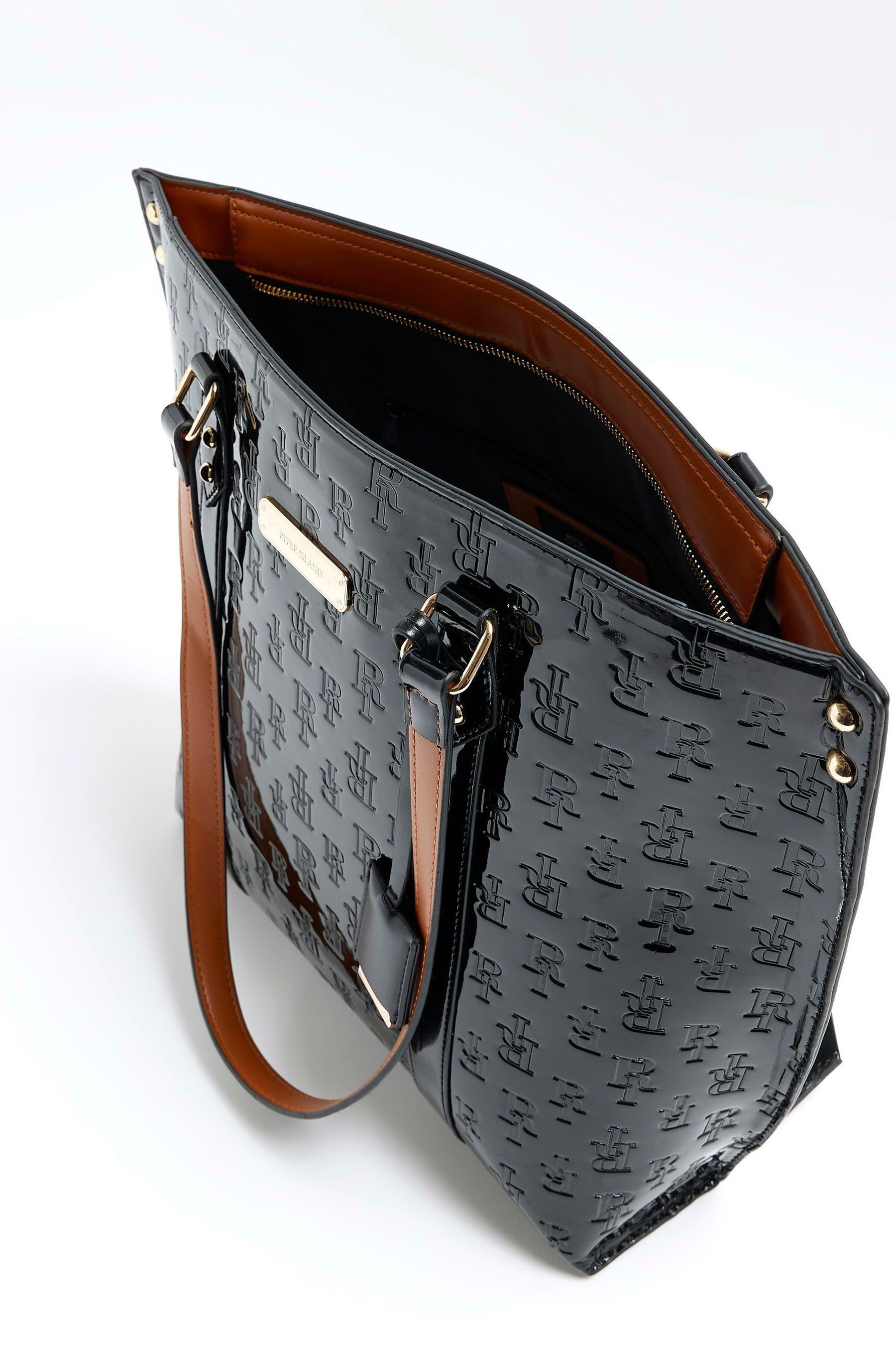 River island black discount embossed shopper bag