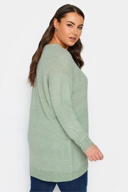 Yours Curve Sage Green Essential Knitted Jumper - Image 2 of 4