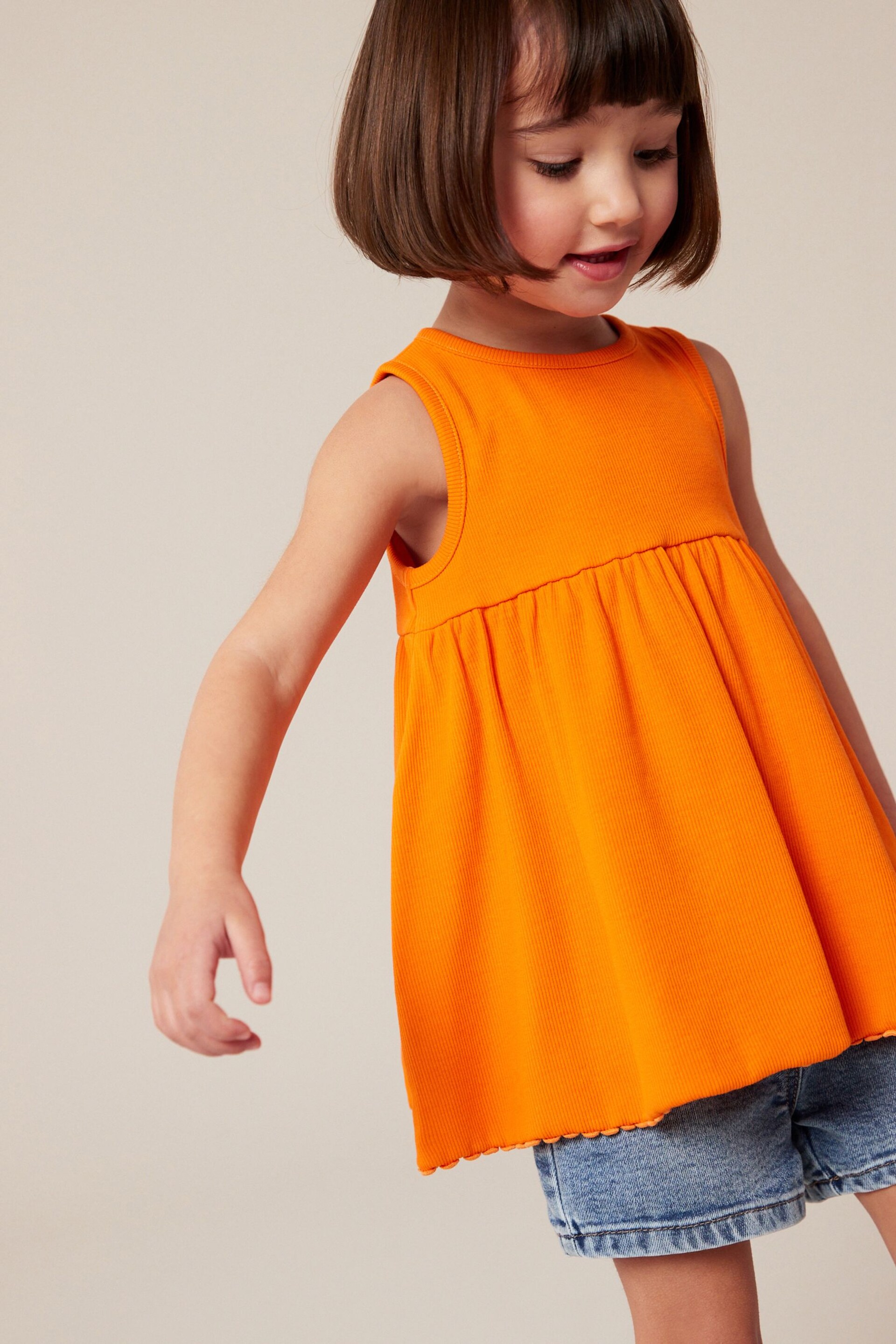 Orange Peplum Ribbed Vest (3mths-7yrs) - Image 1 of 7