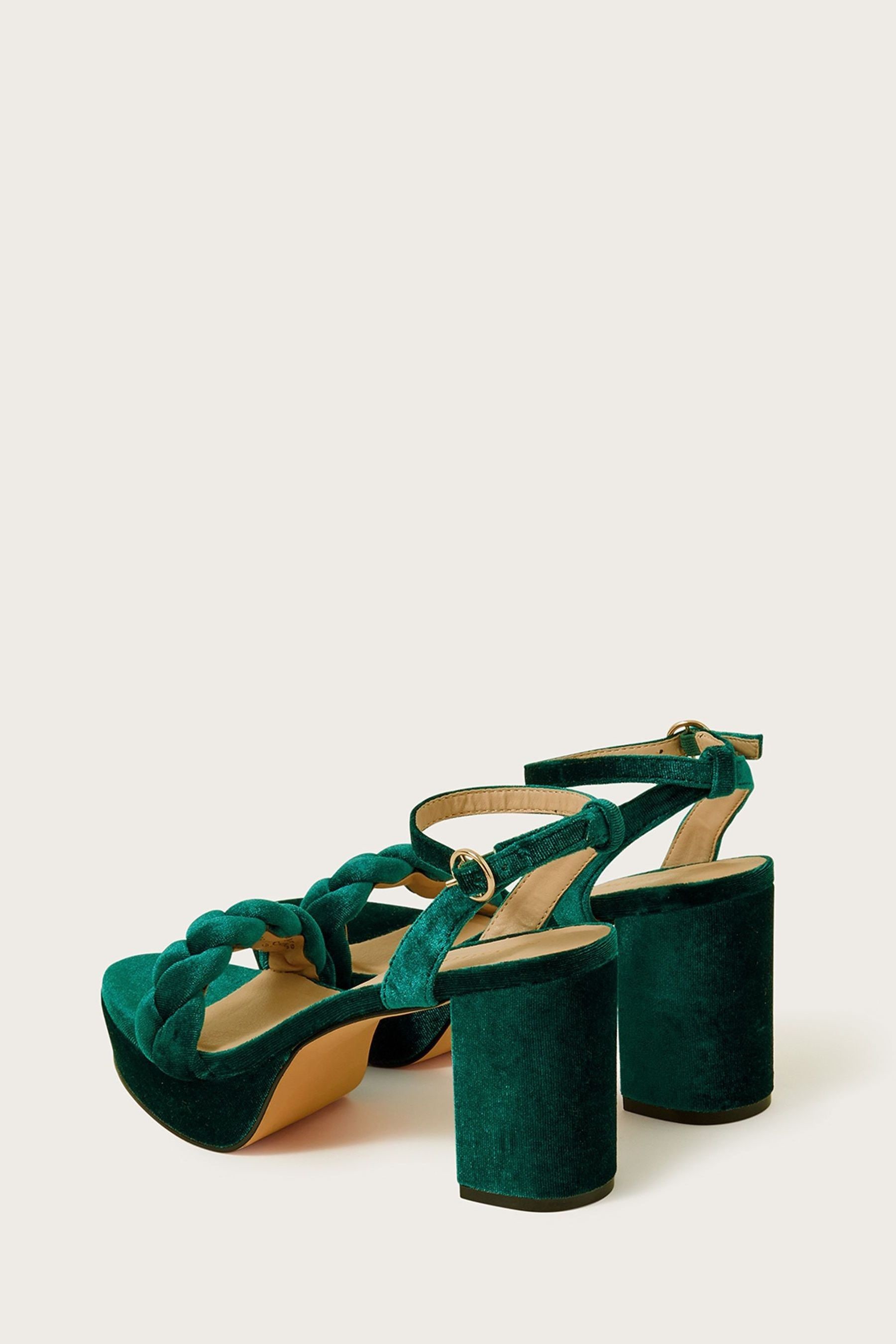 Green velvet platform sandals sales