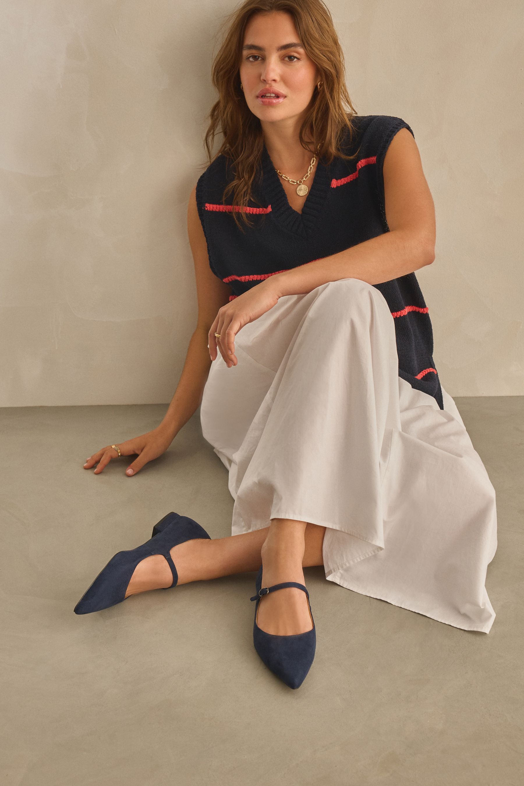 Navy Blue Forever Comfort Point Toe Mary Jane Shoes
