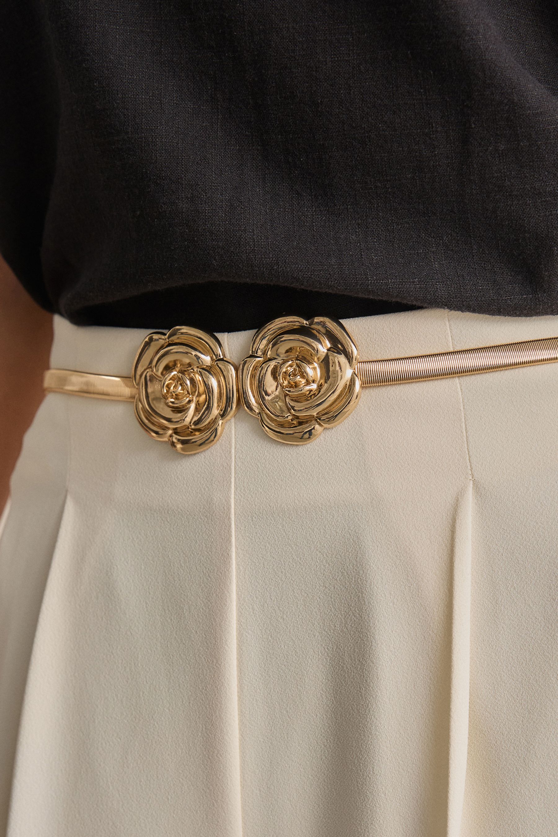 Buy Gold Corsage Flower Skinny Stretch Belt from the Next UK online shop