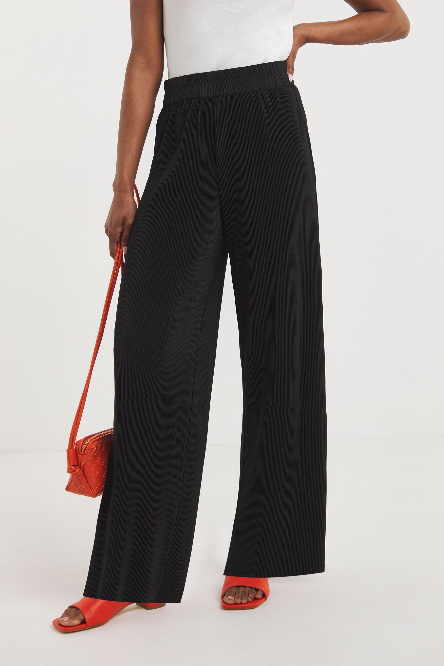 Buy JD Williams Black Plisse Wide Leg Trousers from the Next UK