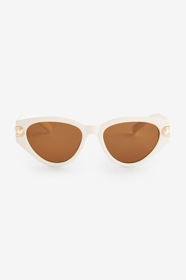 Cream Polarized Pearl Cateye Sunglasses