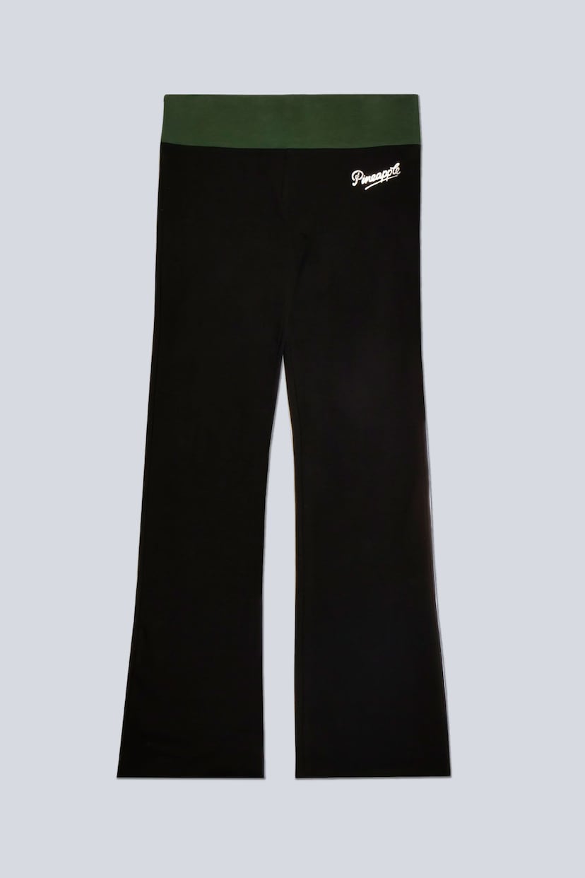 Pineapple Black/Green Womens Contrast Band Bootcut Jersey Joggers - Image 5 of 6