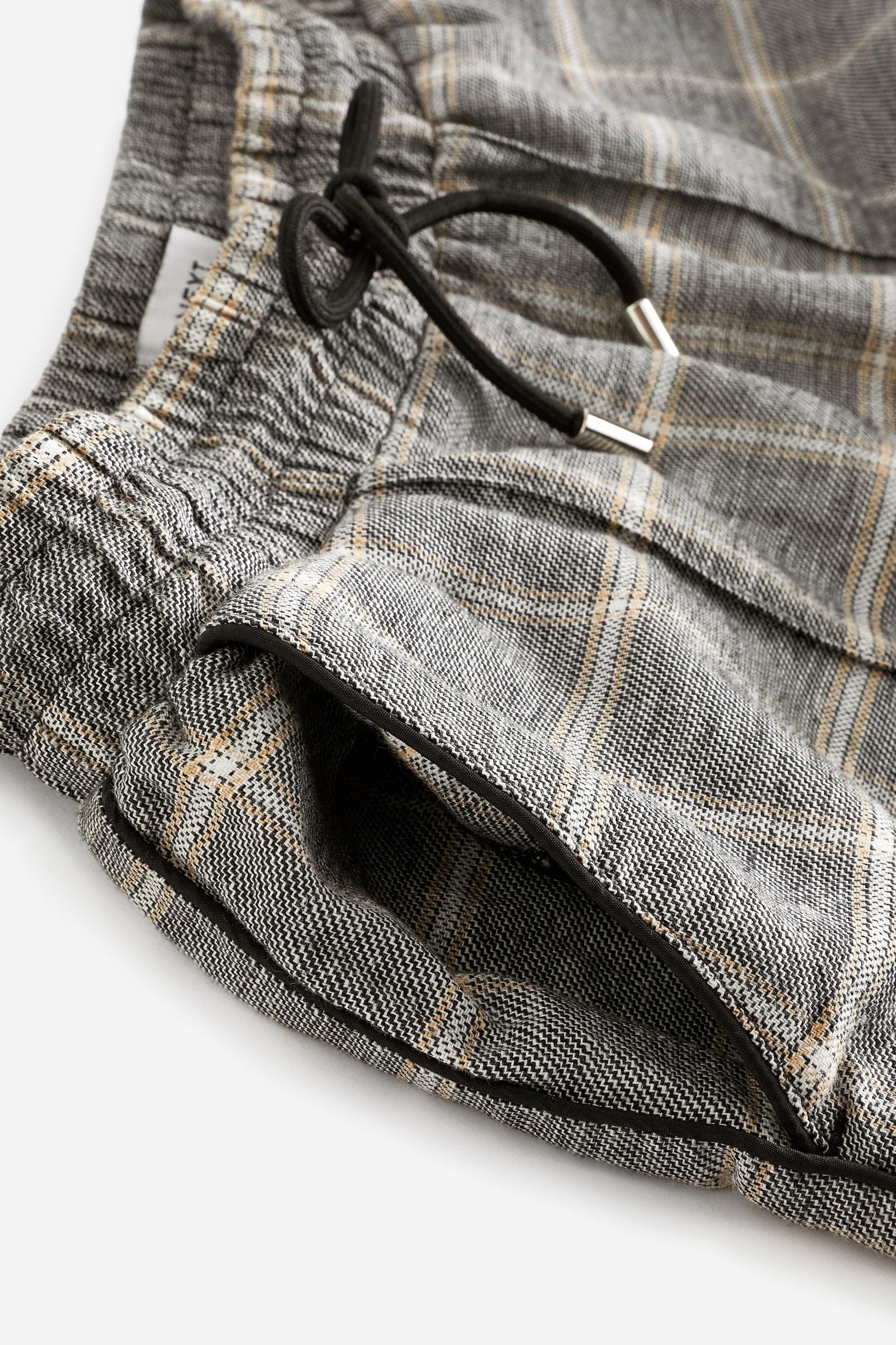 Buy Grey Check Linen Blend Side Stripe Track Trousers from Next Germany