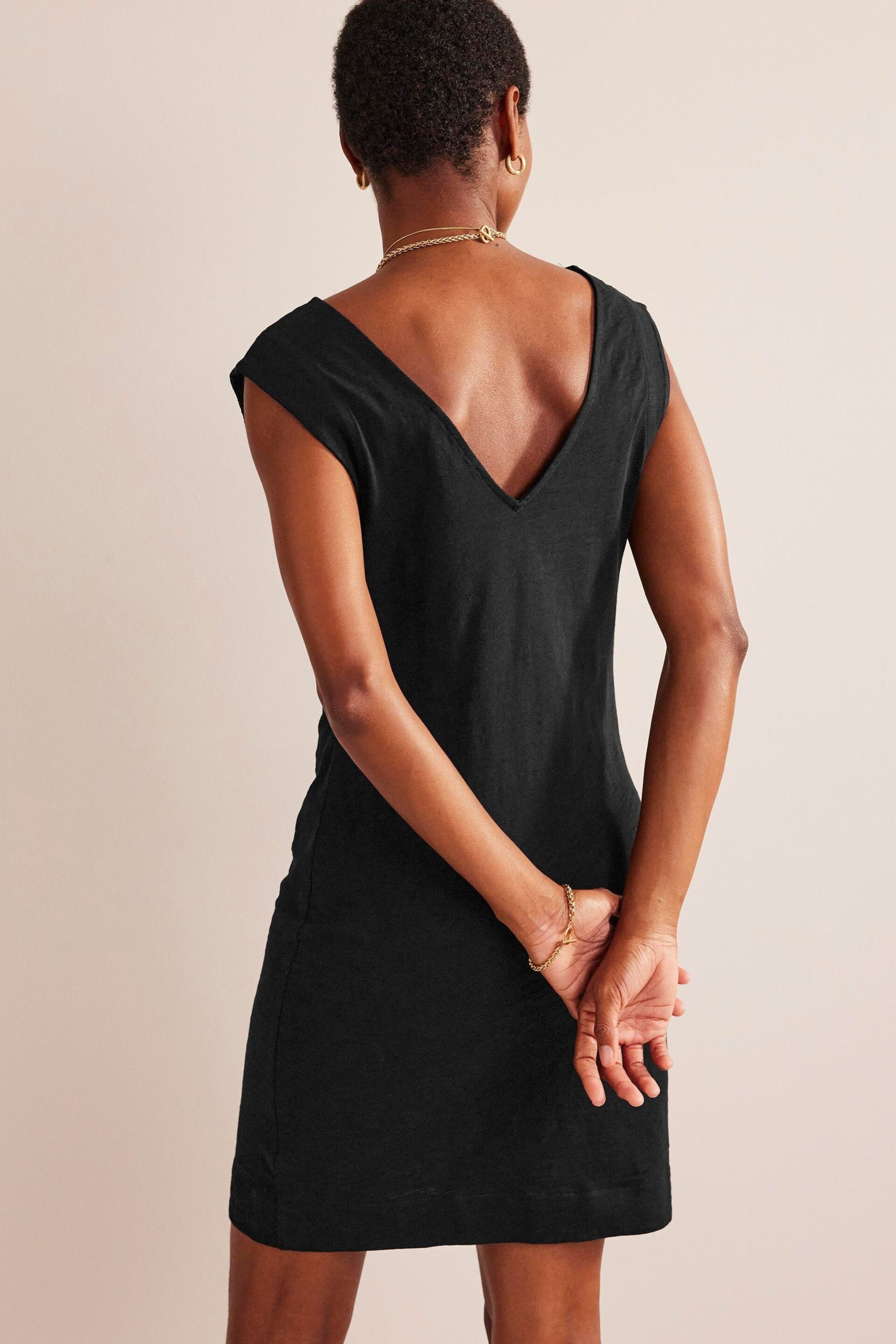 Boden Black Sleeveless Jersey Shift Dress - Image 2 of 5