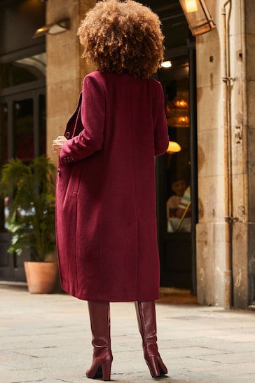 Sosandar Red Premium Longline Wool Mix Coat
