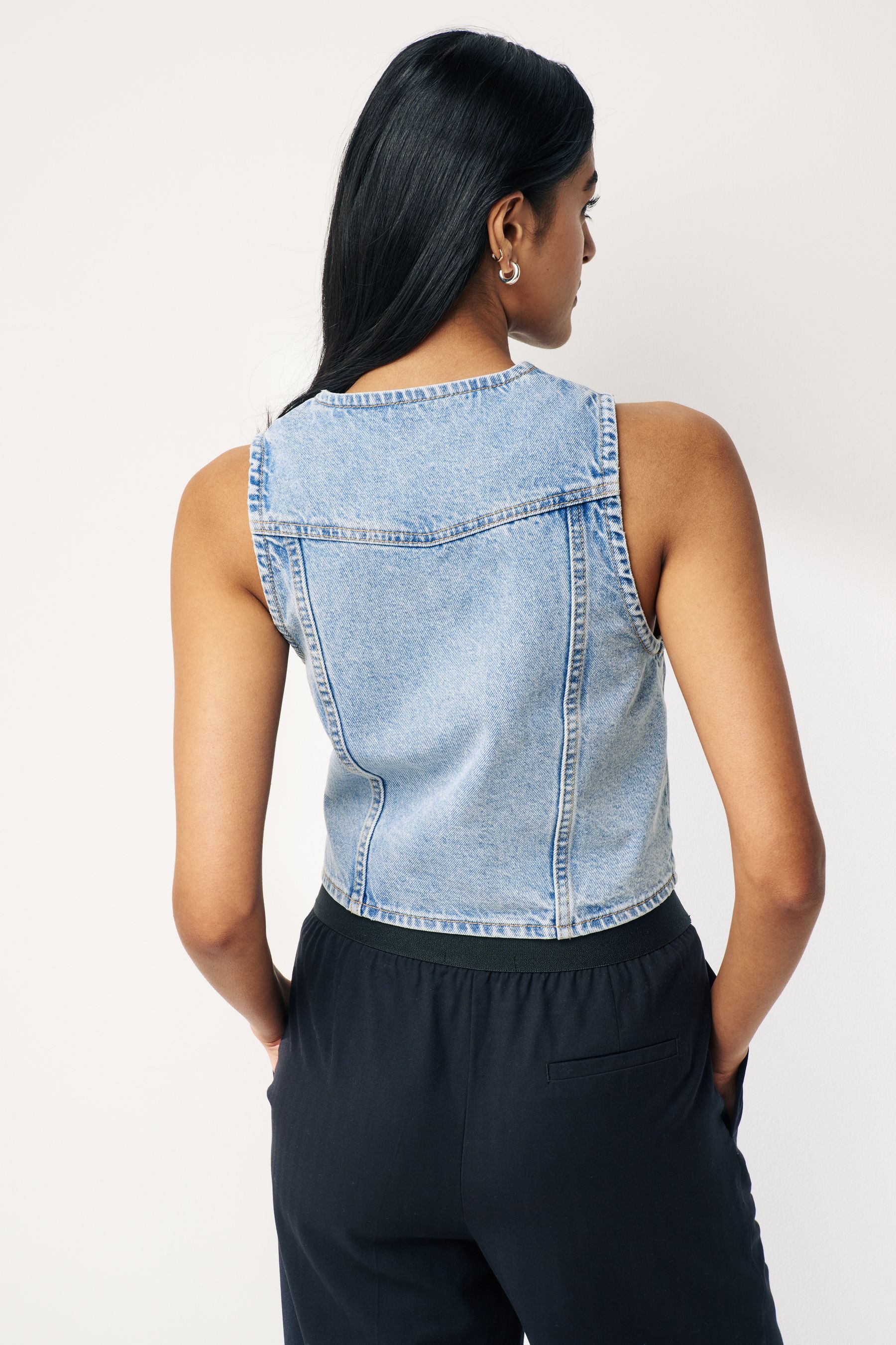Mid Blue Denim Waistcoat