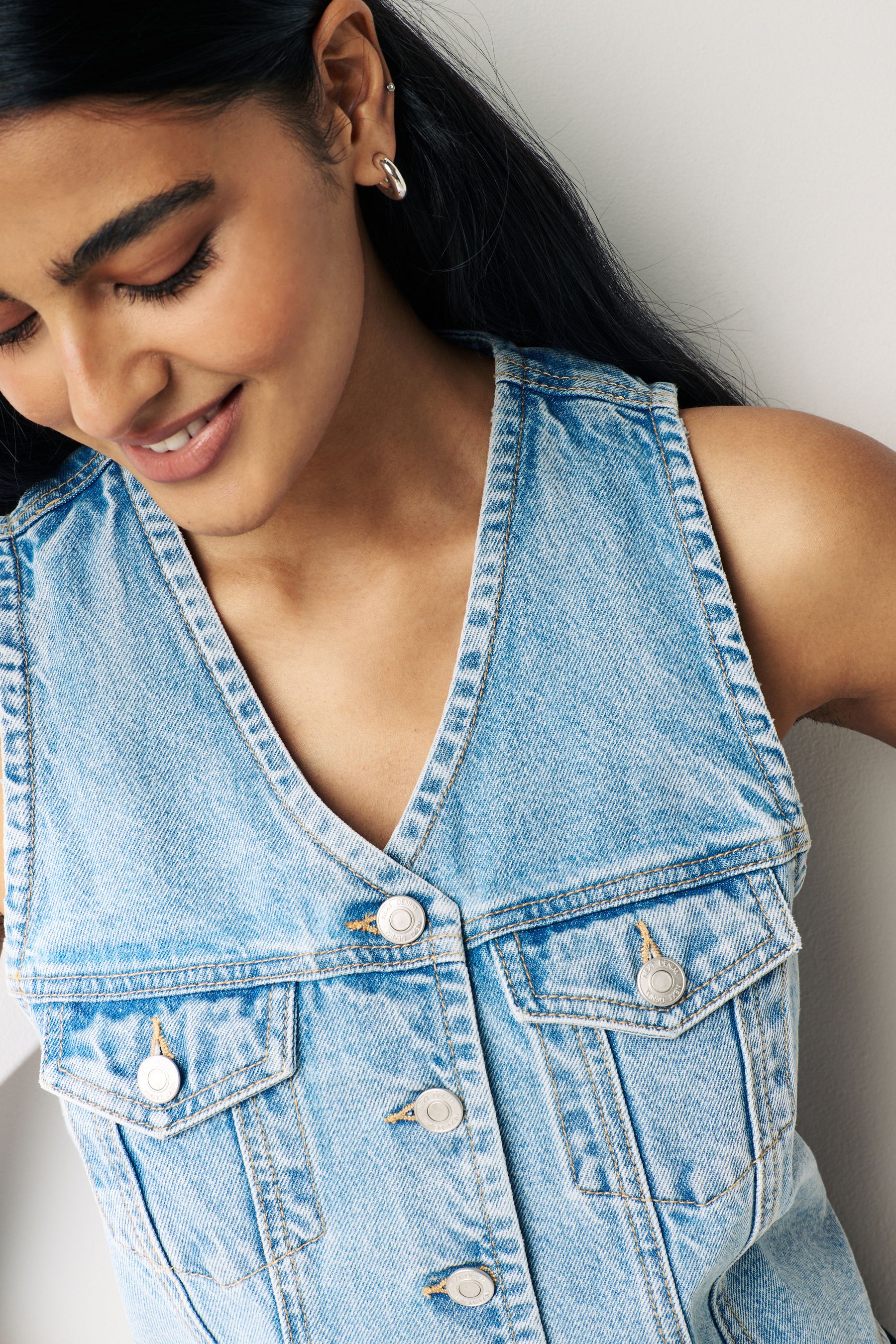 Mid Blue Denim Waistcoat