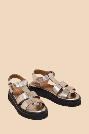 White Stuff Gold Rose Leather Sandals