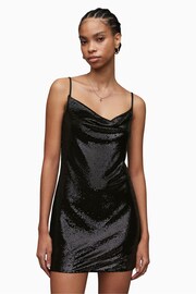 AllSaints Black Haddi Sequin Dress - Image 3 of 7