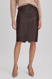 Reiss Berry Raya Leather High Rise Midi Skirt - Image 1 of 5