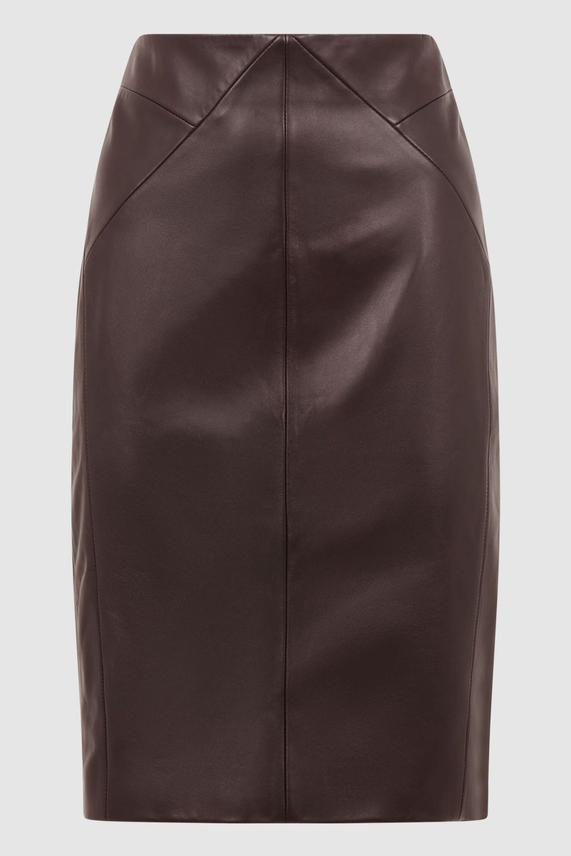Reiss Berry Raya Leather High Rise Midi Skirt - Image 2 of 5