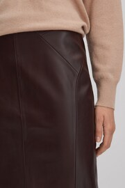 Reiss Berry Raya Leather High Rise Midi Skirt - Image 4 of 5