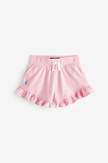 Polo Ralph Lauren Girls Pink Ruffled Stretch Mesh Shorts