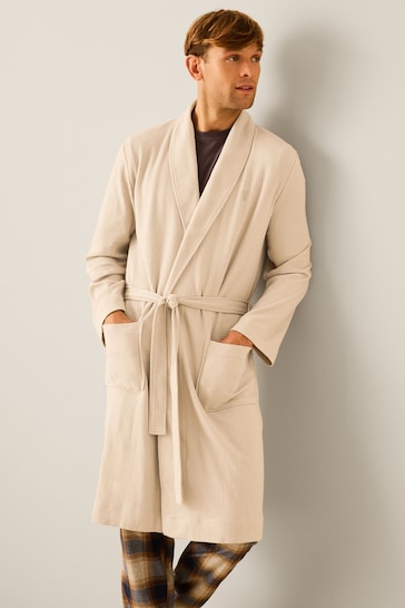 Stone Lightweight Waffle Dressing Gown