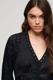 Superdry Black Lace Trim Midi Dress - Image 3 of 6