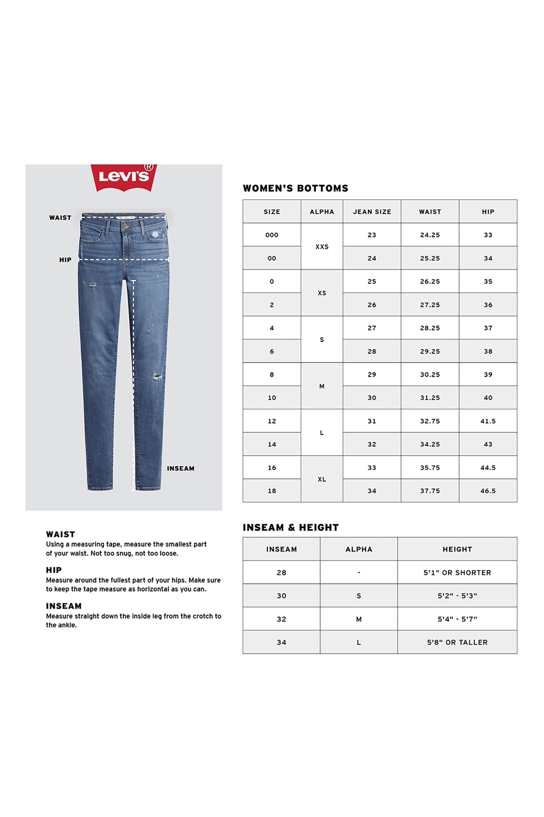 Levis vest sales size chart