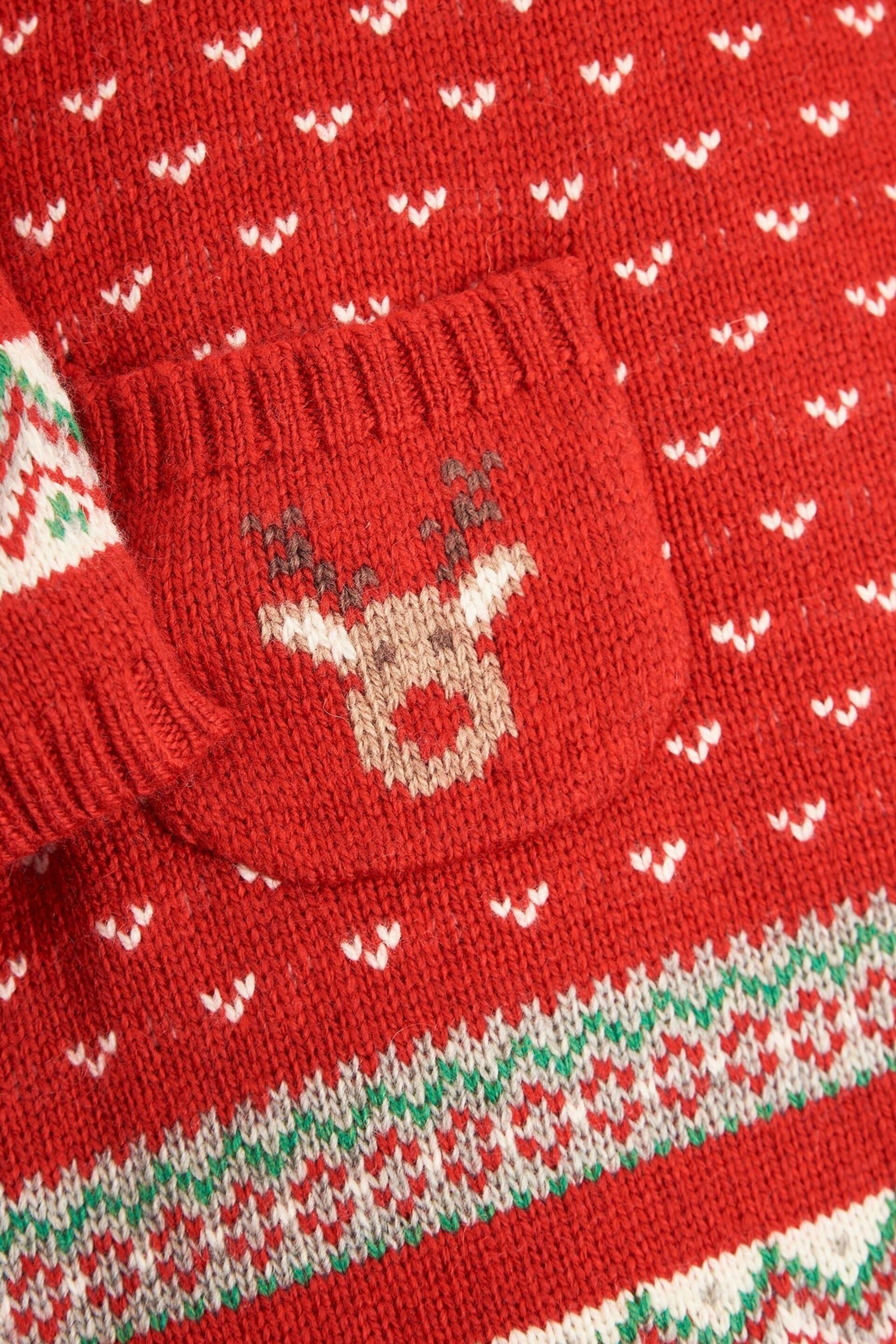 JoJo Maman Bébé Red Reindeer Fair Isle Knitted Dress - Image 2 of 2