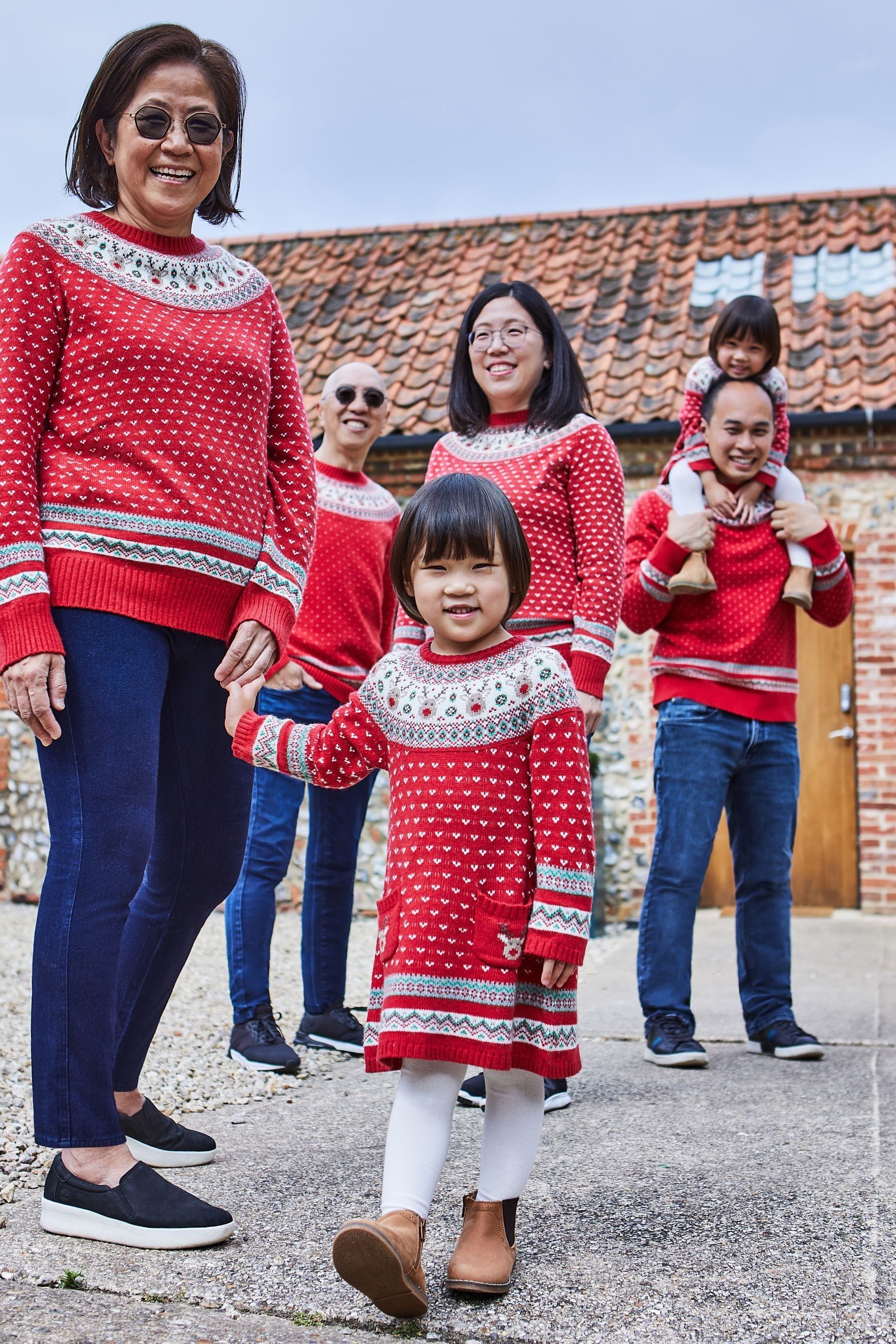 Buy JoJo Maman Bebe Red Knitted Christmas Reindeer Fairisle Pattern Dress from Next Luxembourg