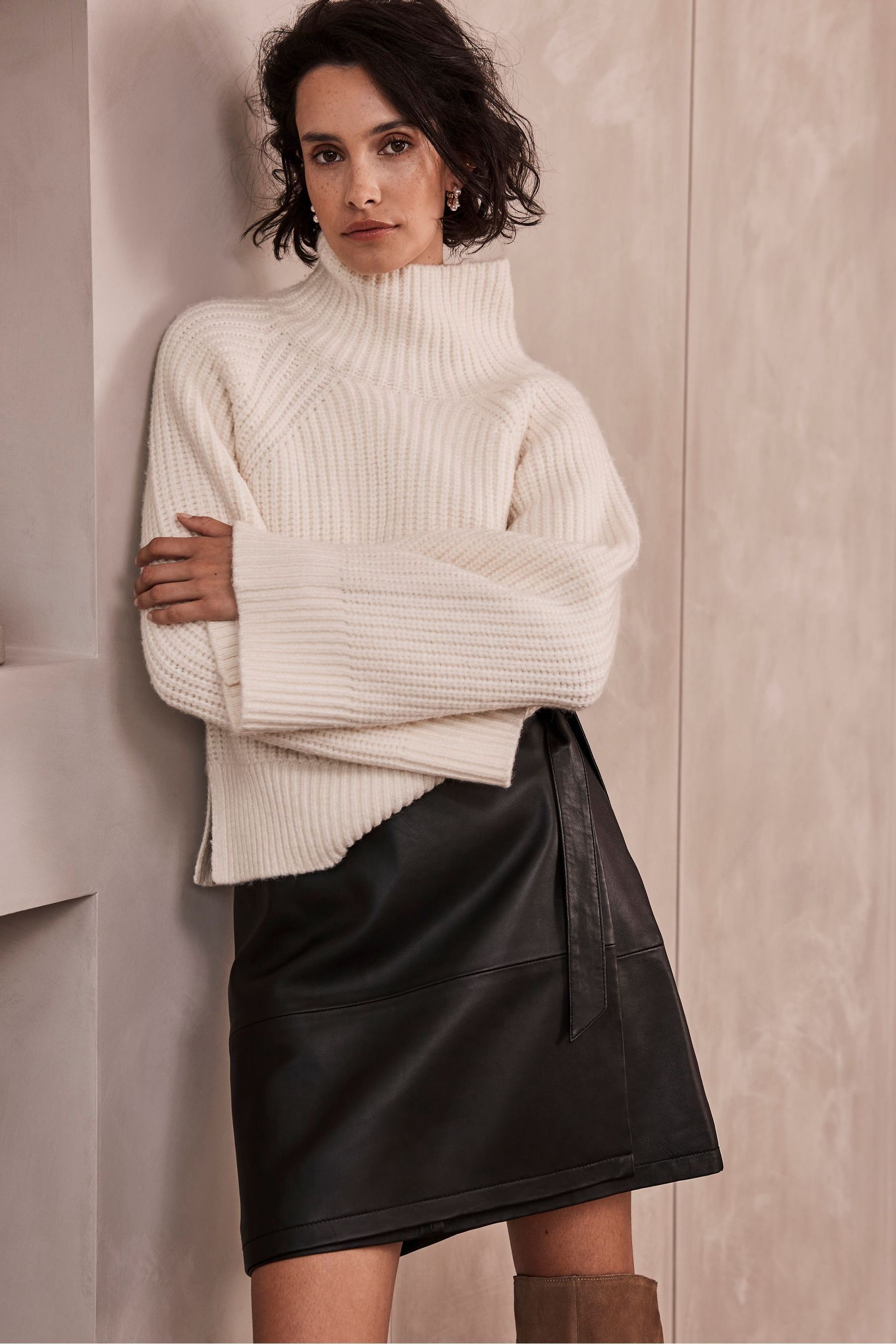 Buy Mint Velvet Cream Knitted Button Up Jumper from Next Ireland