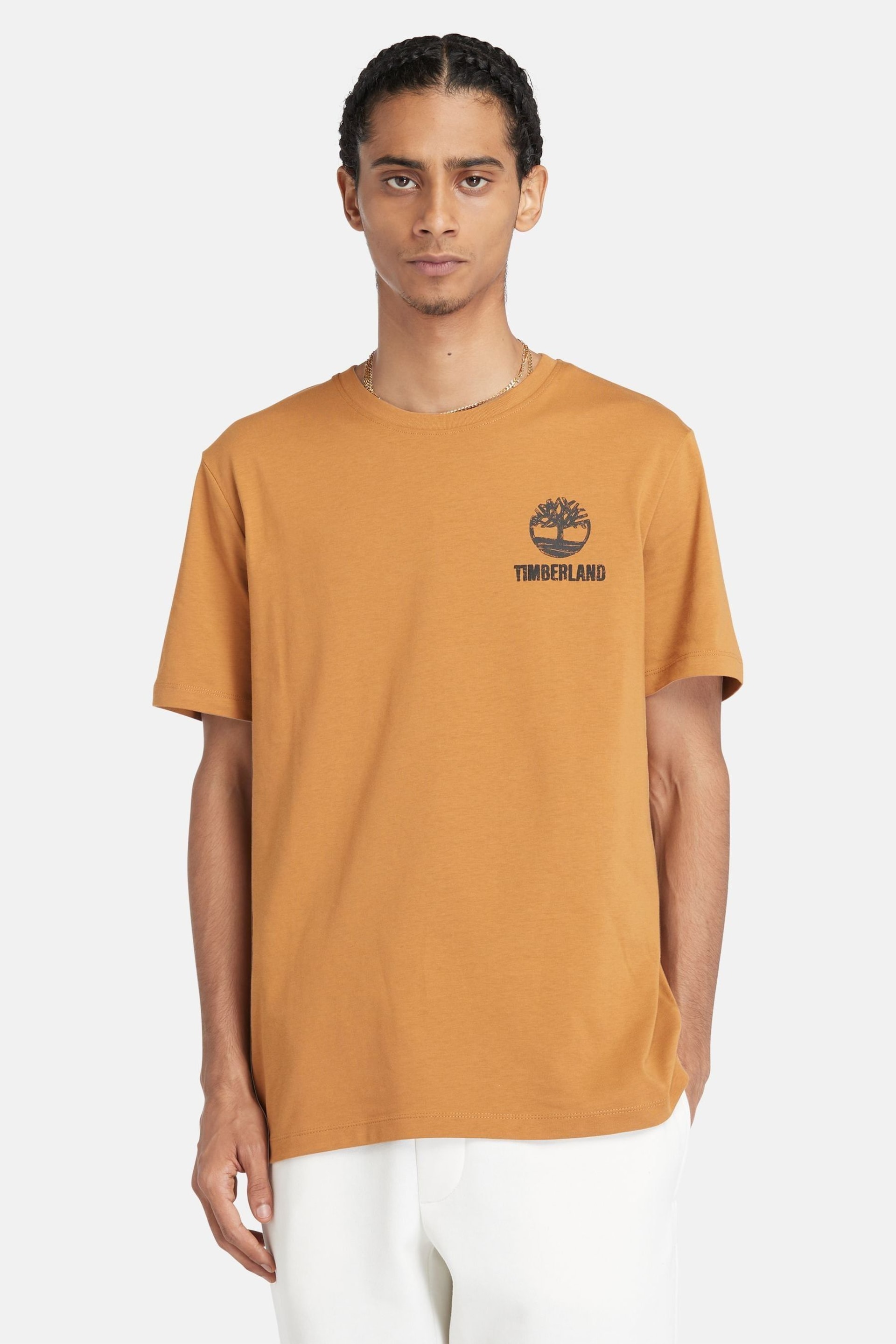 Timberland Short Sleeve Back Logo Graphic Brown T-Shirt - Image 1 of 5