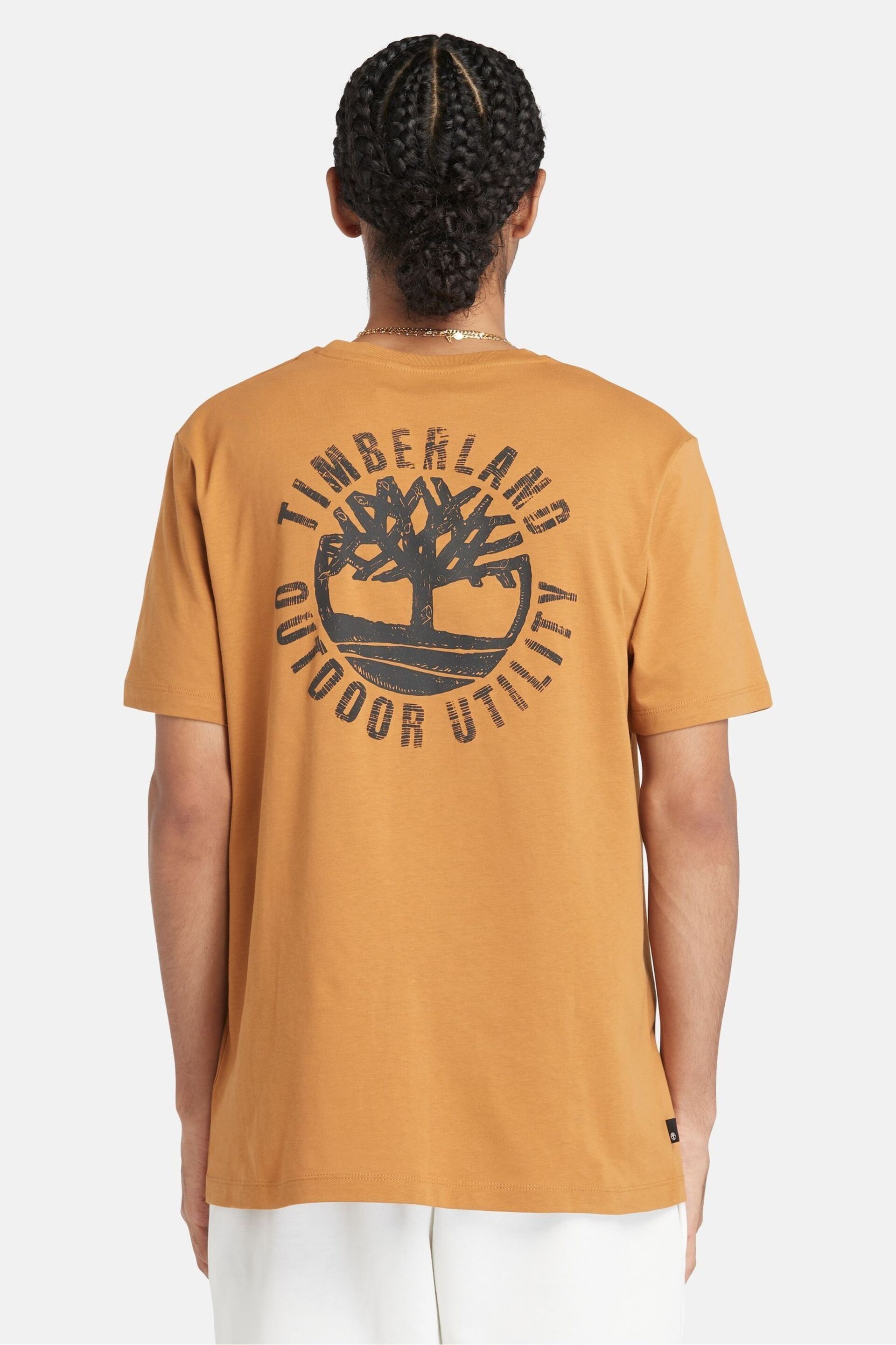 Timberland Short Sleeve Back Logo Graphic Brown T-Shirt - Image 2 of 5