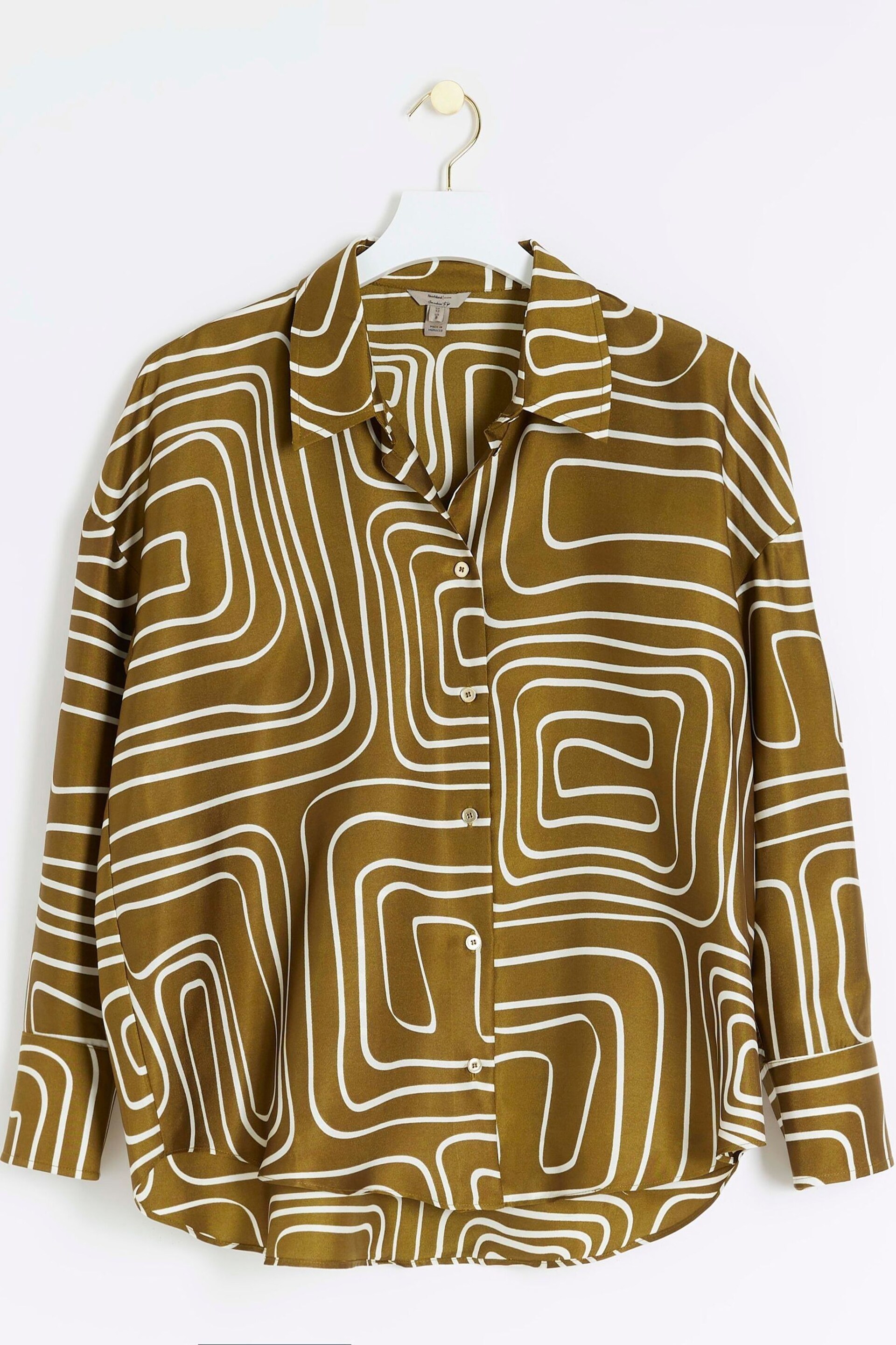 River Island Green Oversized Abstract Shirt - Image 5 of 6