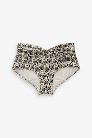 Ecru/Black Foil Woodblock High Waist Bikini Bottoms - Image 4 of 4