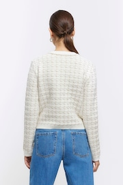 River Island Cream Boucle Cropped Knit Cardigan - Image 2 of 6