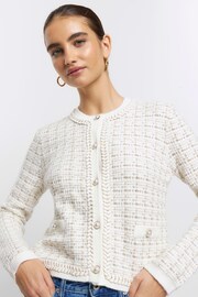 River Island Cream Boucle Cropped Knit Cardigan - Image 4 of 6