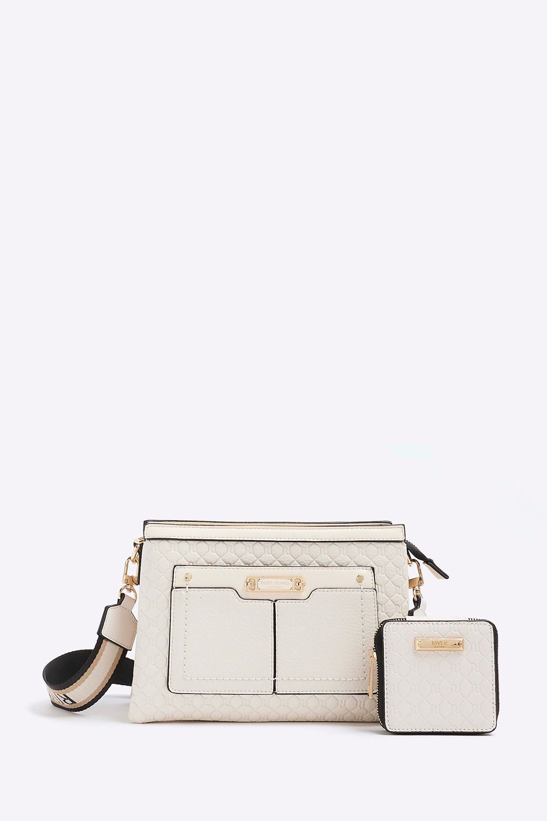 Buy River Island Cream Monogram Tri Comp Cross Body Bag from Next Canada