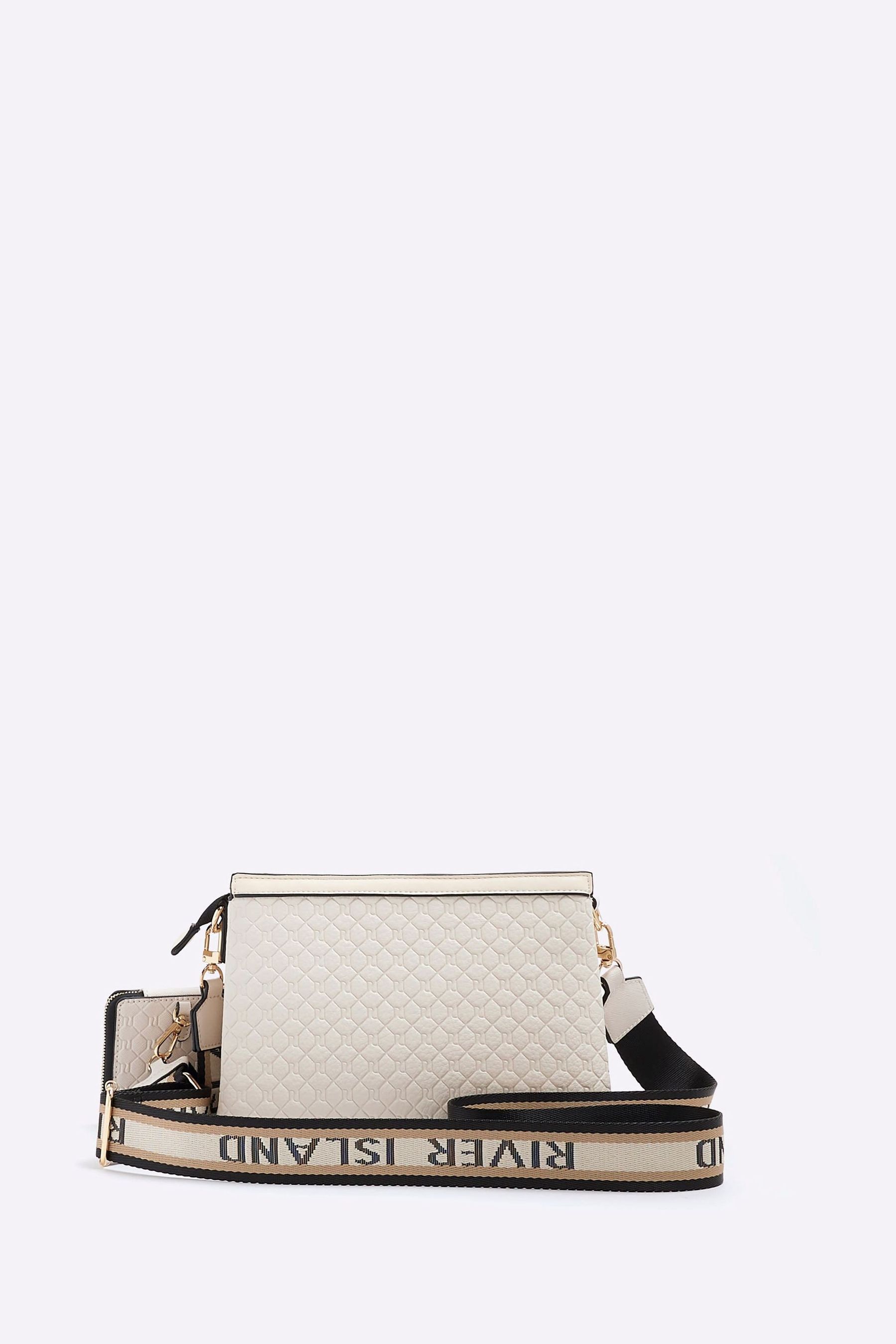 Buy River Island Cream Monogram Tri Comp Cross Body Bag from Next Canada