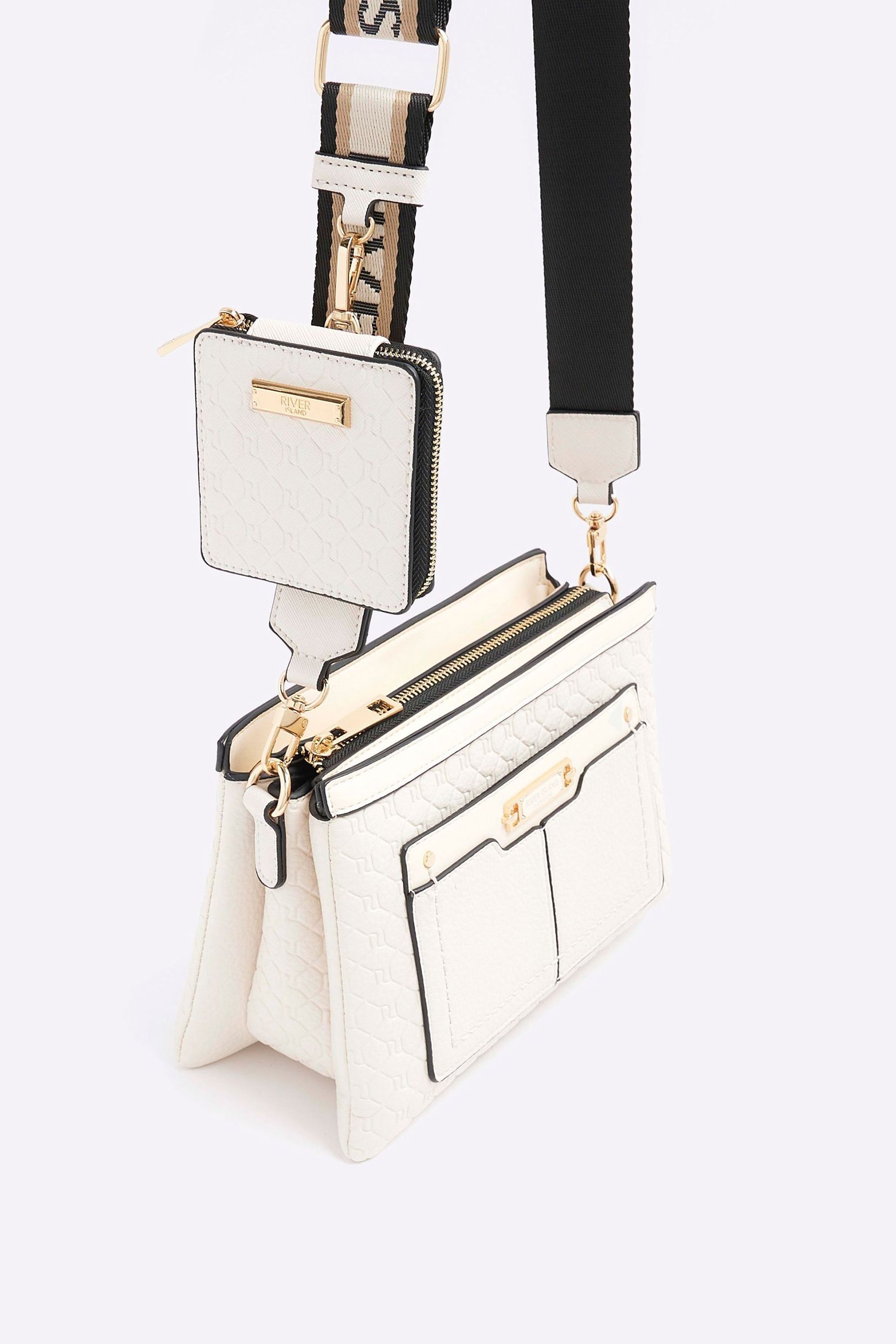 Buy River Island Cream Monogram Tri Comp Cross Body Bag from Next Canada