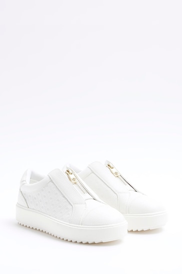 River Island White Slip-Ons Plimsole Trainers