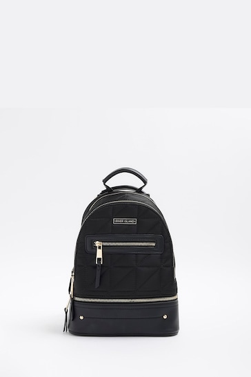 River Island Black Mini Quilted Nylon Backpack