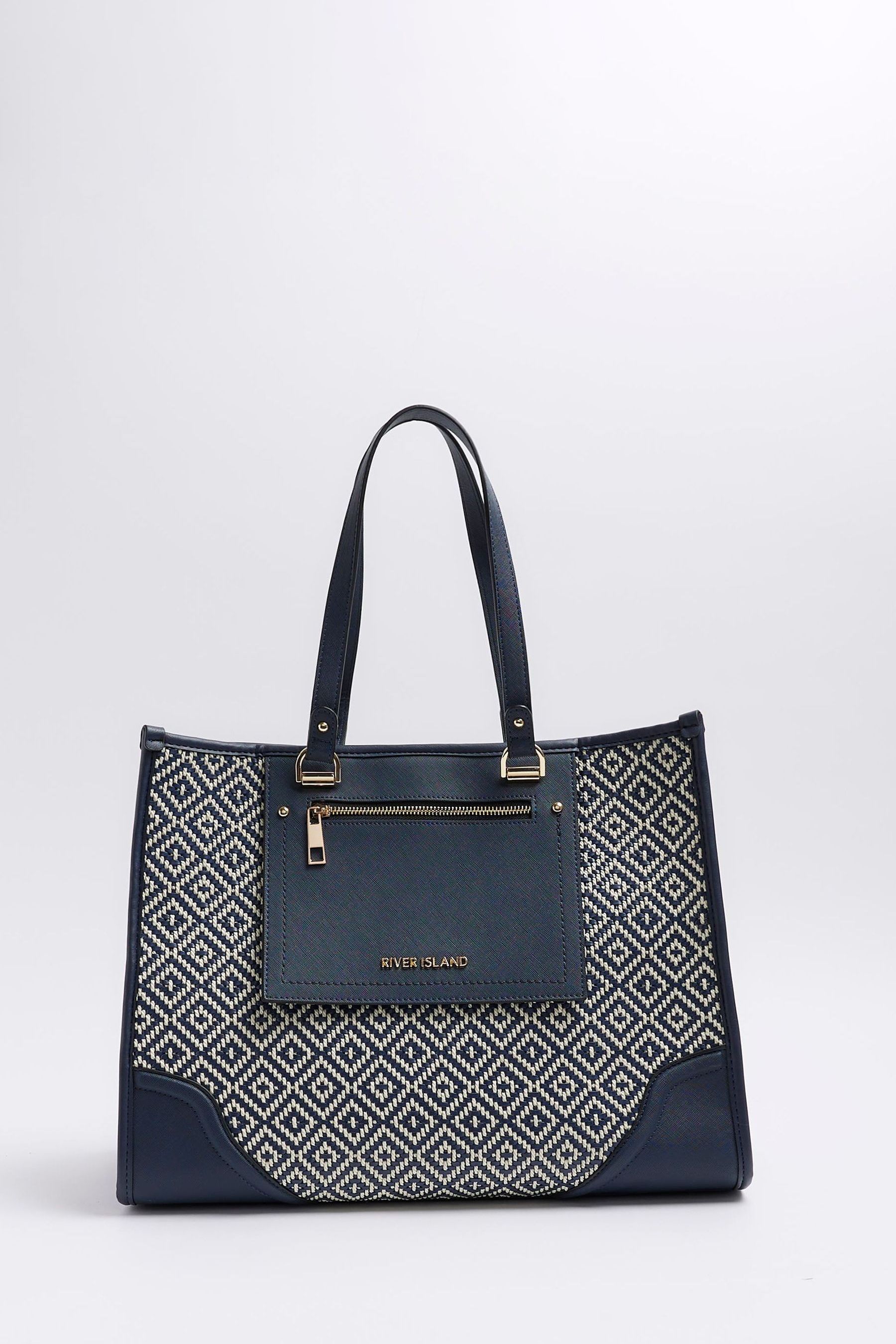 River island navy bag online