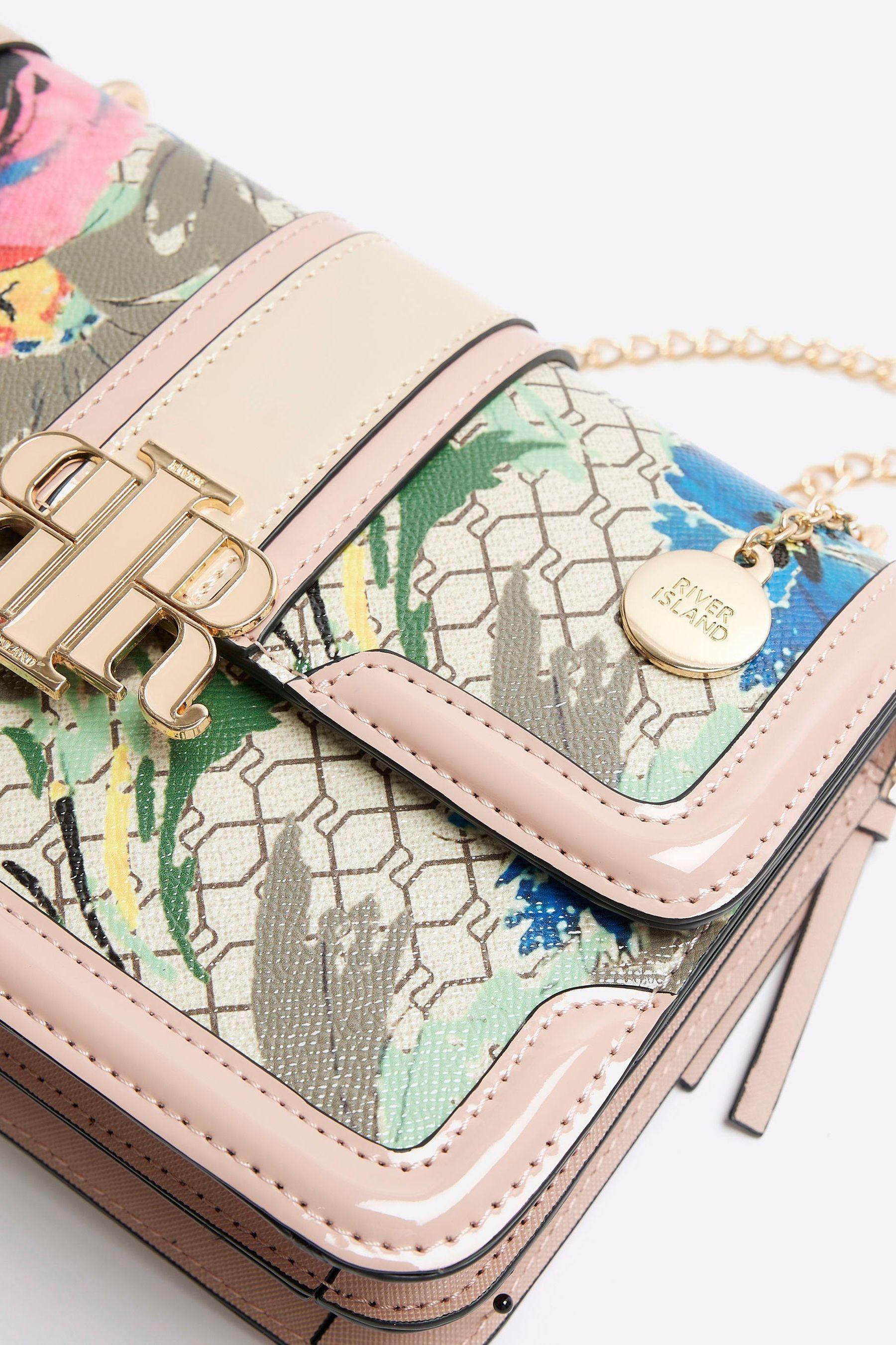 Buy River Island Beige Floral Monogram Satchel Bag from Next Luxembourg