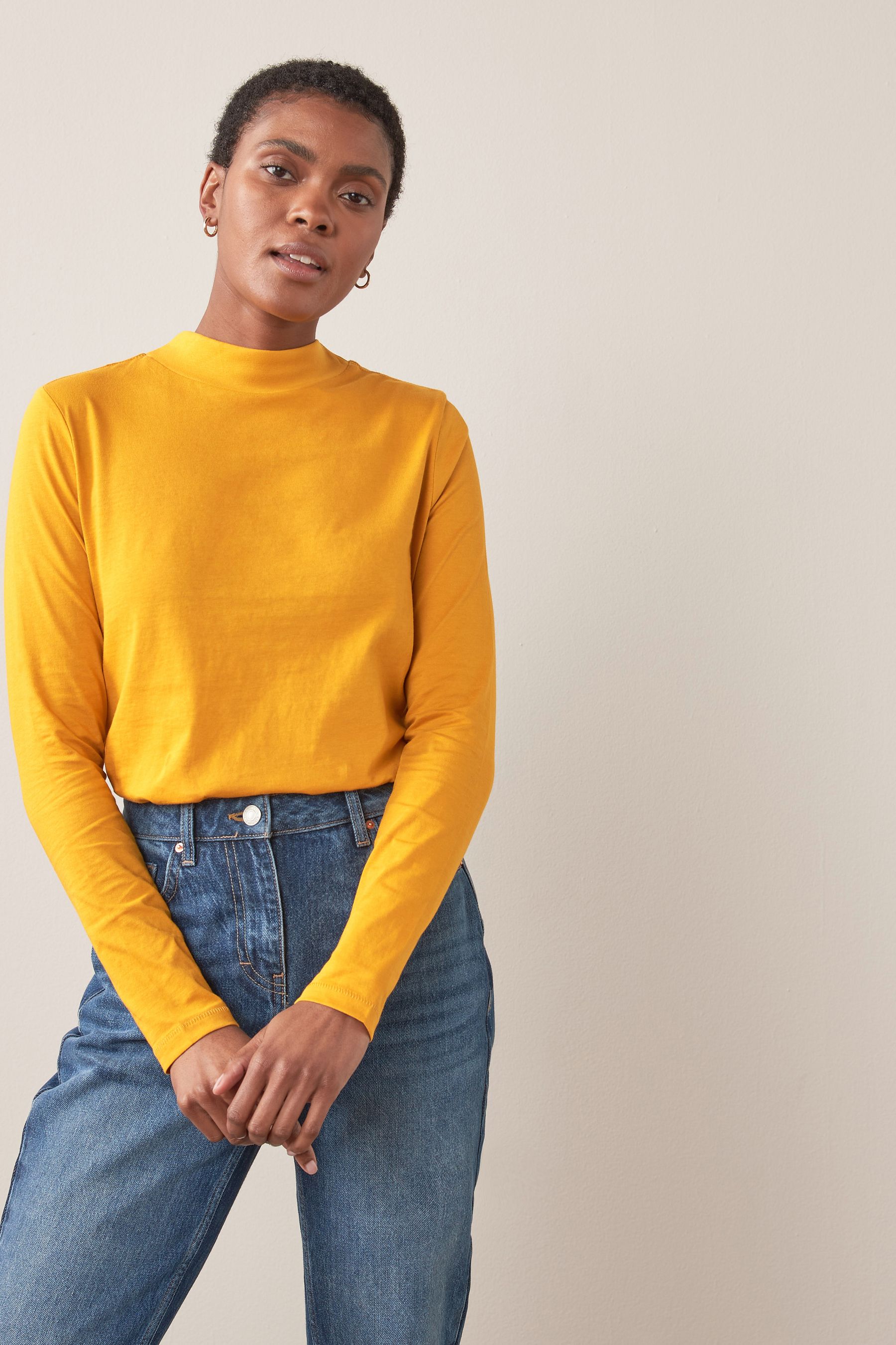 Yellow roll neck top sales