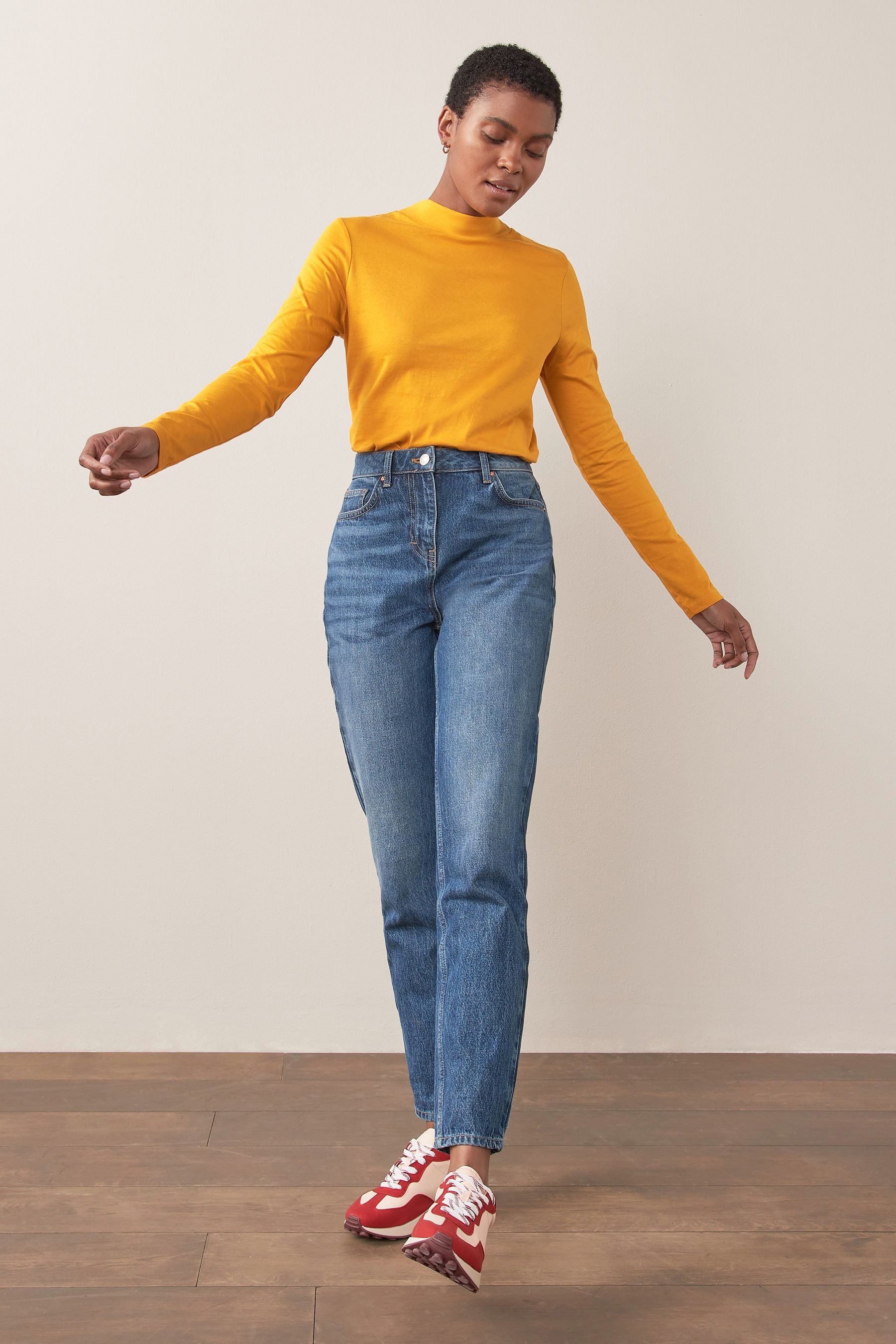Yellow high neck top new arrivals