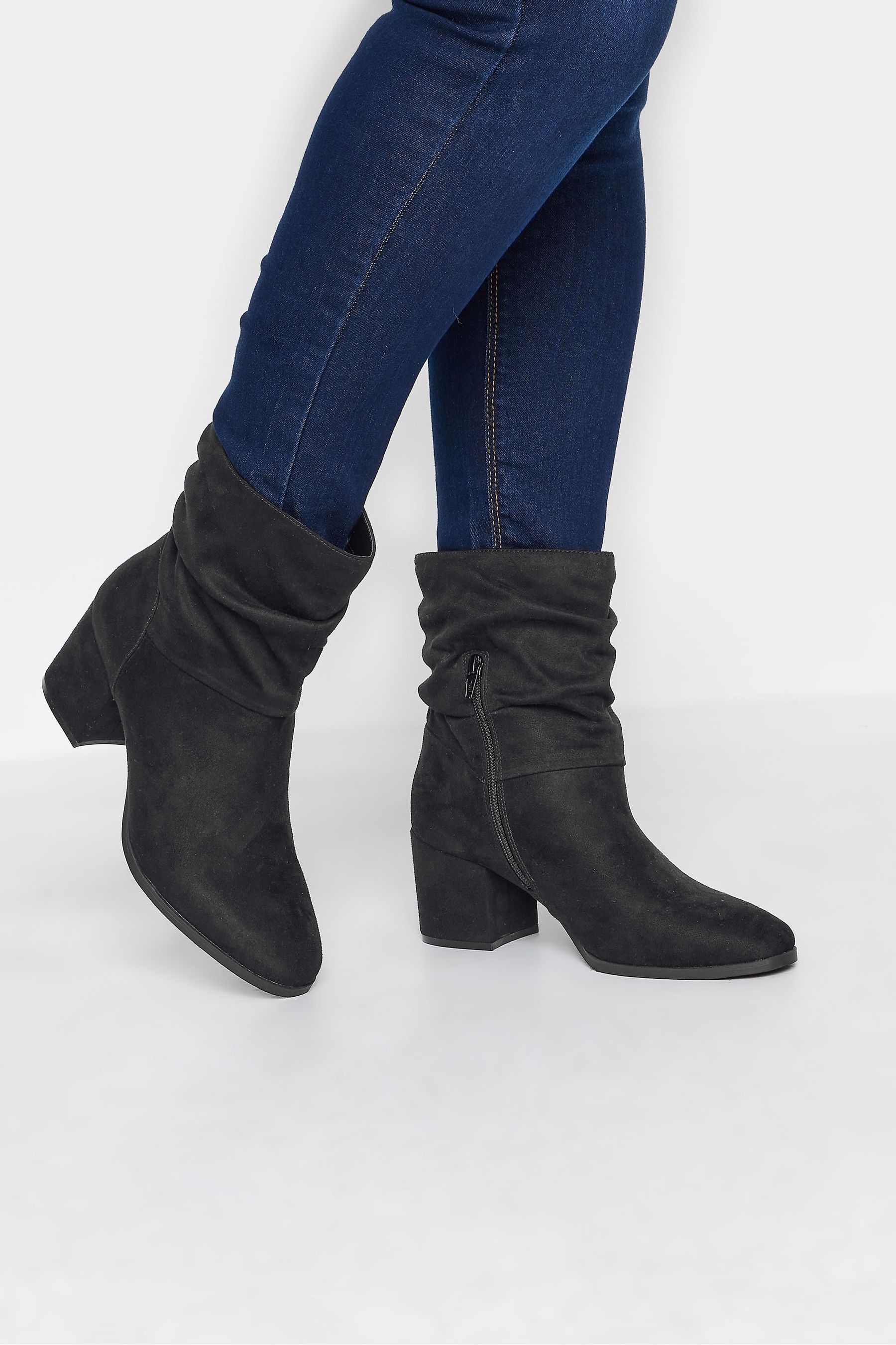 Buy Yours Curve Black Extra Wide Fit Slouch Ankle Micro Boots from the Next UK online shop
