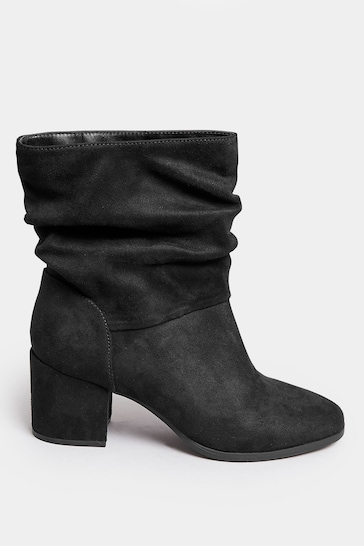 Yours Curve Black Extra Wide Fit Slouch Ankle Micro Boots
