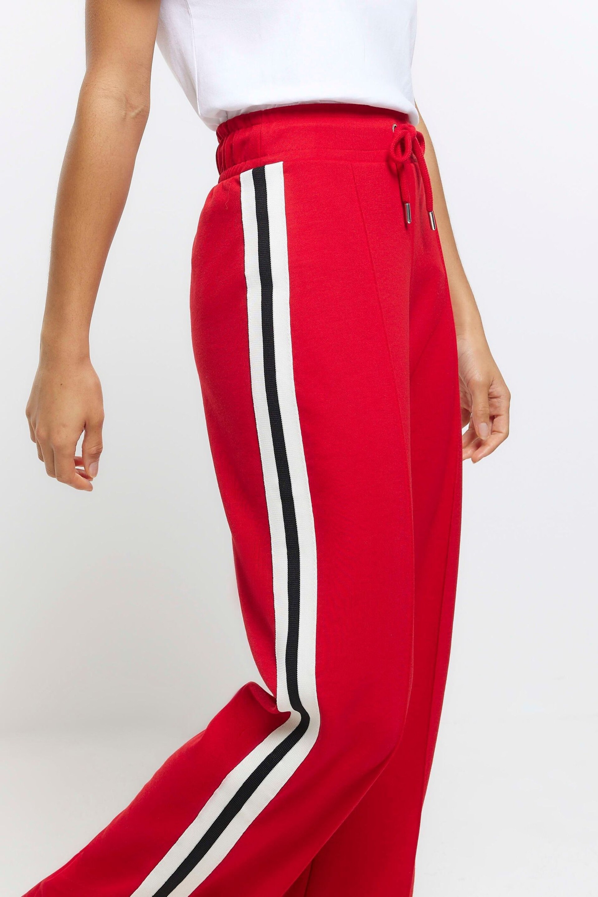 River Island Red Casual Wide Leg Side Stripe Joggers - Image 4 of 5
