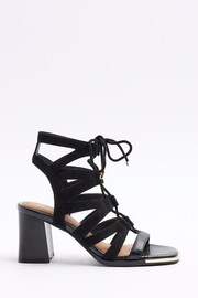 River Island Black Lace Up Heeled Sandals - Image 1 of 4